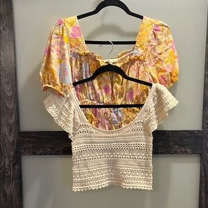 Sincerely Jules Cream Crochet Scoop Crop Top bundle